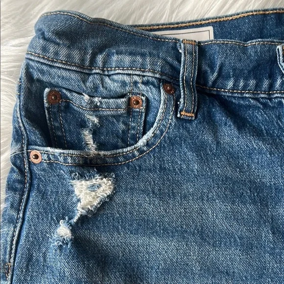 GAP Blue Jean Shorts with Distressed Hem - Picture 3 of 6